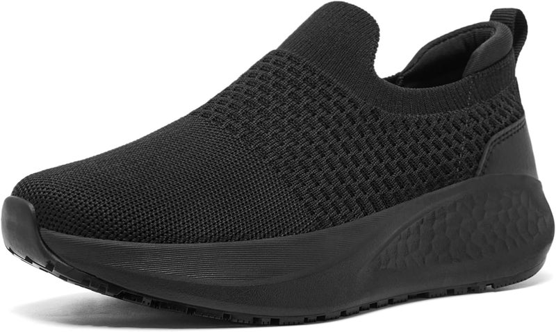 SHULOOK Non Slip Work Shoes for Women Slip Resistant Sneakers Mesh Slip On Food Service Shoes Chef Kitchen Restaurant Lightweight Comfortable Sock Shoes - Image 1